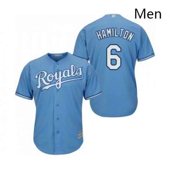 Mens Kansas City Royals 6 Billy Hamilton Replica Light Blue Alternate 1 Cool Base Baseball Jersey